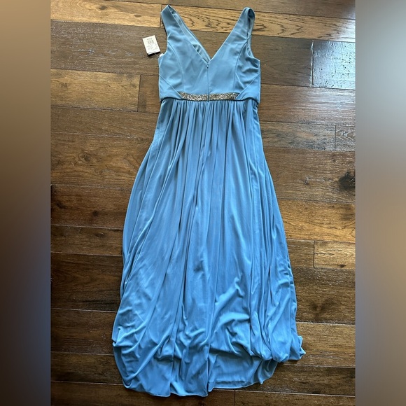 David’s Bridal Elegant Blue Maxi Dress with Gold Detail- size 12 - Picture 3 of 5